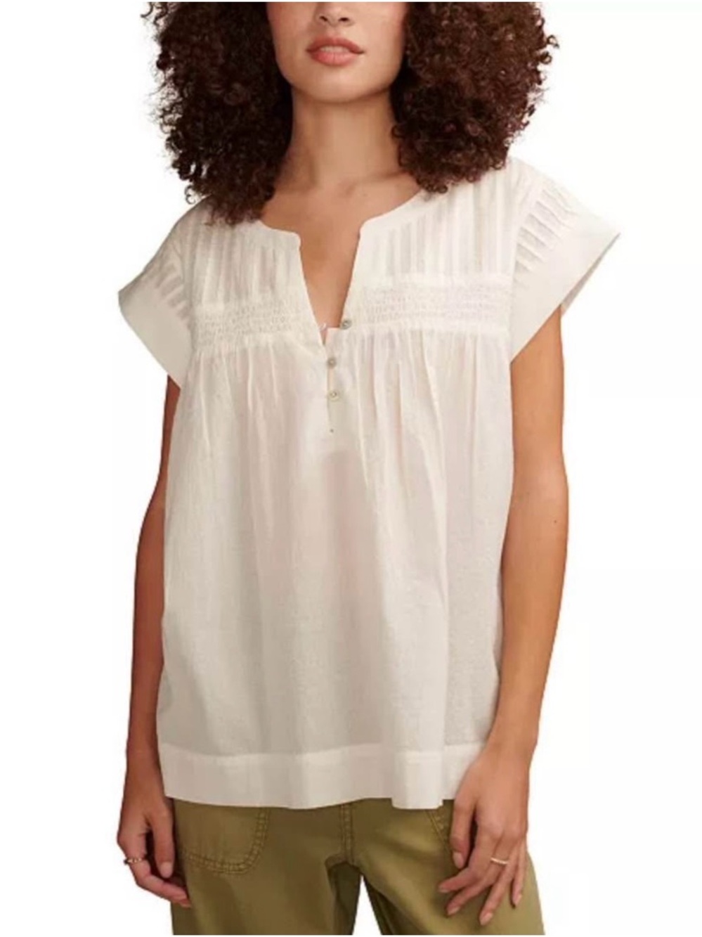 NWT Lucky Brand Women's
Modern Cotton
Popover V-Neck Top| Women's
Tunic Sz Large